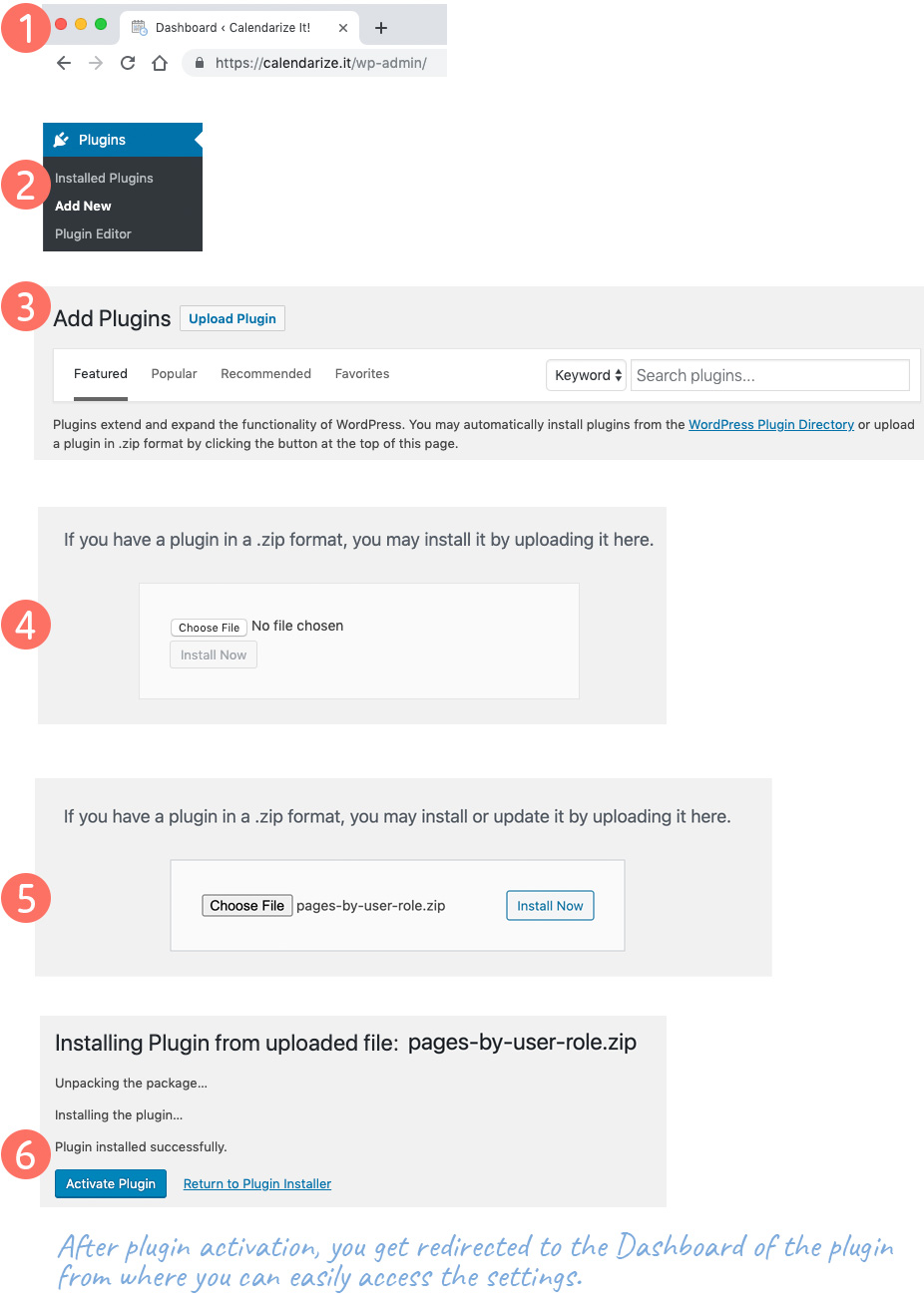Pages by User Role - Install Plugin